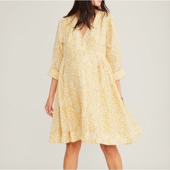 Hatch Dresses & Skirts - HATCH Kenzie Maternity Mini Dress in Yellow Floral Crinkle with Pockets